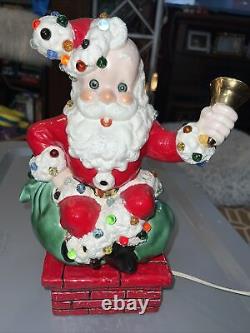 Vtg Ceramic Light Up Santa Claus Christmas Super Rare Atlantic Mold