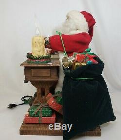 Vtg Christmas Animated Lighted Candle Chubby Santa Claus Figure Moves Electric
