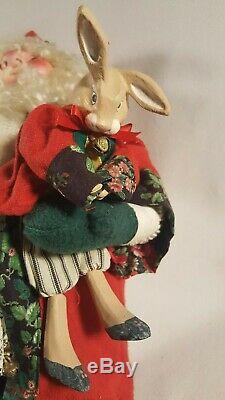 Vtg Christmas House of Hatten Santa Claus Elf Doll & Bunny Rabbit #31403