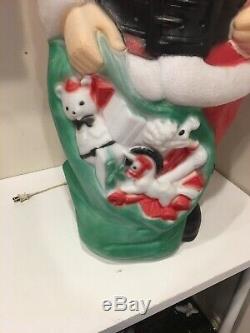 Vtg. Empire 46 Santa Claus Christmas Lighted Blow Mold Toy Sack