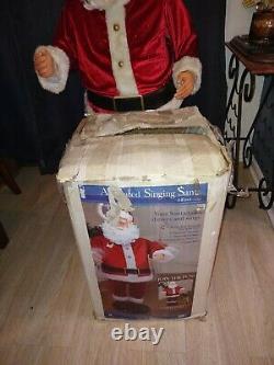 Vtg GEMMY 4' Tall ANIMATED SINGING & DANCING SANTA CLAUS with Box Christmas #15434