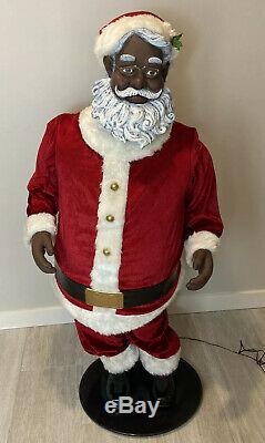Vtg Gemmy Life Size Animated Singing African American Black Santa Claus READ