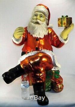 Vtg. Giant Santa Claus Figure Store Display Sitting on Presents Over 2.5 Ft Tall
