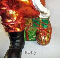 Vtg. Giant Santa Claus Figure Store Display Sitting on Presents Over 2.5 Ft Tall