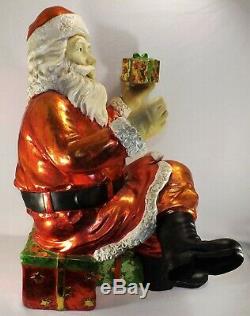 Vtg. Giant Santa Claus Figure Store Display Sitting on Presents Over 2.5 Ft Tall
