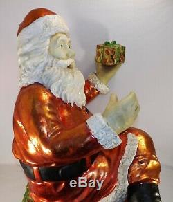 Vtg. Giant Santa Claus Figure Store Display Sitting on Presents Over 2.5 Ft Tall