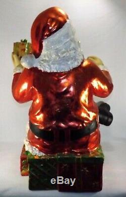 Vtg. Giant Santa Claus Figure Store Display Sitting on Presents Over 2.5 Ft Tall