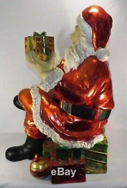 Vtg. Giant Santa Claus Figure Store Display Sitting on Presents Over 2.5 Ft Tall