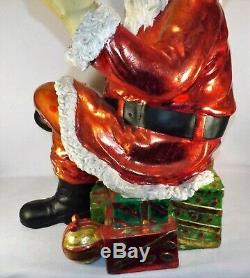 Vtg. Giant Santa Claus Figure Store Display Sitting on Presents Over 2.5 Ft Tall