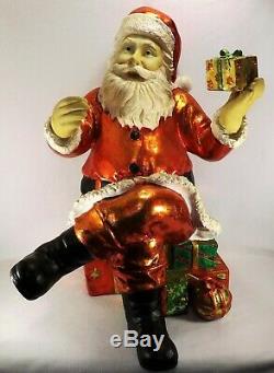 Vtg. Giant Santa Claus Figure Store Display Sitting on Presents Over 2.5 Ft Tall