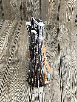 Vtg Hand Carved Santa Tree Wood Figure Signed Pauline Connors 1999 Folk Art 9.5