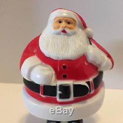 Vtg Hard Plastic Rosbro Santa Claus On Skis Candy Container White Painted Face