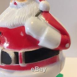 Vtg Hard Plastic Rosbro Santa Claus On Skis Candy Container White Painted Face