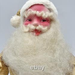 Vtg Harold Gale Gold Lamé Santa 13.5 Store Display MCM Christmas Decoration