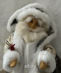 Vtg HeirloomSanta ClauseHM Santa Painted Leather FaceSigned WithDateOOAK