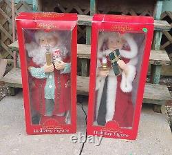 Vtg Holiday Time Christmas Deluxe Animated Motionettes Santa & Mrs Claus Figures