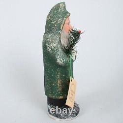 Vtg Ino Schaller Santa Claus Candy Container Green Belsnickle Paper Mache 10.5