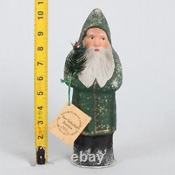 Vtg Ino Schaller Santa Claus Candy Container Green Belsnickle Paper Mache 10.5