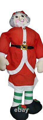 Vtg Lillian Vernon Life Size Plush Santa & Mrs Claus Fabric Christmas Stuffed