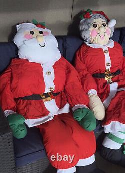 Vtg Lillian Vernon Life Size Plush Santa and Mrs Claus Fabric Figures RARE