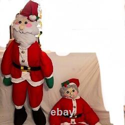 Vtg Lillian Vernon Santa & Mrs Claus Christmas Life Size Plush Figures 5ft EUC