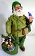 Vtg Military Soldier Santa Dept 56 Clothtique Figurine Santa Doll With Gifts Green