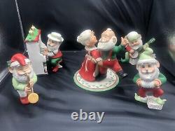 Vtg Musical Dancing Rotating Santa Elves Ragtime Band Christmas Party Ceramic