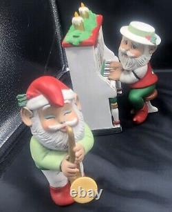 Vtg Musical Dancing Rotating Santa Elves Ragtime Band Christmas Party Ceramic