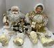 Vtg Rare White Christmas Mr. & Mrs. Santa Claus Figures Old World Showcase