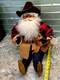Vtg Rare Cowboy Santa Claus Doll Figure Rubberfacesheepwool Beard Leather Saddle