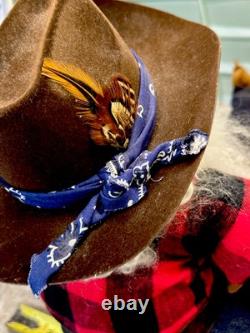 Vtg Rare Cowboy Santa Claus Doll Figure RubberfaceSheepwool Beard Leather Saddle