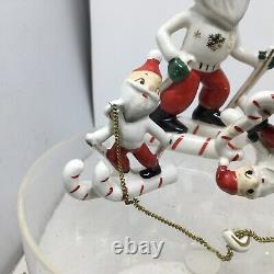 Vtg Set 3 Skiing Santa Claus Figurines Made In Japan Mid Century