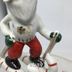 Vtg Set 3 Skiing Santa Claus Figurines Made In Japan Mid Century