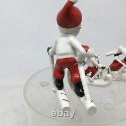 Vtg Set 3 Skiing Santa Claus Figurines Made In Japan Mid Century