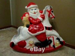 Vtg Union Santa Claus On Rocking Horse Lighted Christmas Blow Mold 30 Tall