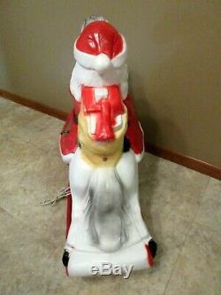 Vtg Union Santa Claus On Rocking Horse Lighted Christmas Blow Mold 30 Tall