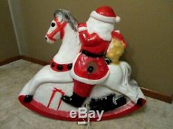 Vtg Union Santa Claus On Rocking Horse Lighted Christmas Blow Mold 30 Tall