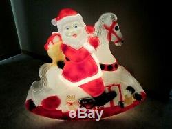 Vtg Union Santa Claus On Rocking Horse Lighted Christmas Blow Mold 30 Tall