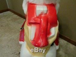 Vtg Union Santa Claus On Rocking Horse Lighted Christmas Blow Mold 30 Tall