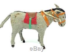 WA25 Antique Santa Claus Donkey Mule Papermache Christmas Figure german 1920's