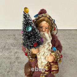 Wayne W. Kleski Santa Claus Doll Figure Holding Christmas Tree & Gift Vintage