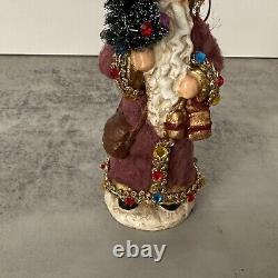 Wayne W. Kleski Santa Claus Doll Figure Holding Christmas Tree & Gift Vintage