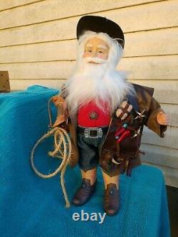 Western Rancher Cowboy SANTA Claus PORCELAIN TABLE DECOR 19.5 Tall