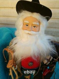 Western Rancher Cowboy SANTA Claus PORCELAIN TABLE DECOR 19.5 Tall