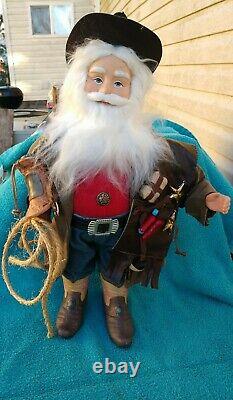 Western Rancher Cowboy SANTA Claus PORCELAIN TABLE DECOR 19.5 Tall