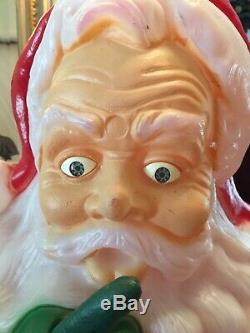 Whispering FINGER Santa Claus Lighted Christmas Blow Mold Yard Decor 50
