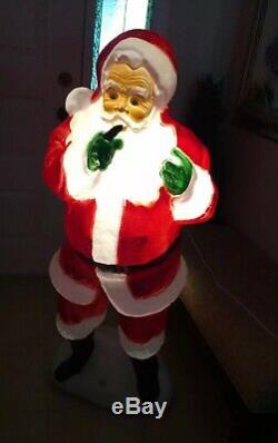 Whispering FINGER Santa Claus Lighted Christmas Blow Mold Yard Decor 50