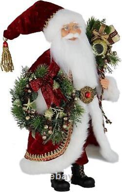 Windy Hill Collection Wreath & Toy Bag 16 Inch Standing Santa Claus