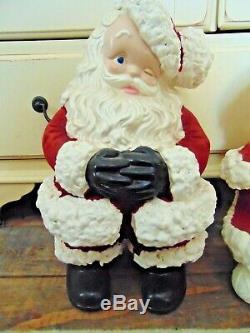 Winking Santa Claus & Mrs Claus Atlantic Mold 20 1978 Ceramic Christmas Large