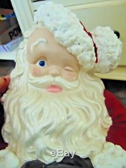 Winking Santa Claus & Mrs Claus Atlantic Mold 20 1978 Ceramic Christmas Large